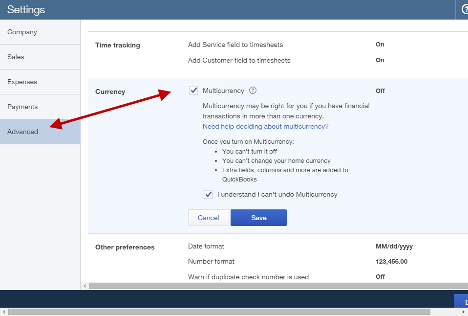QuickBooks Multi Currency