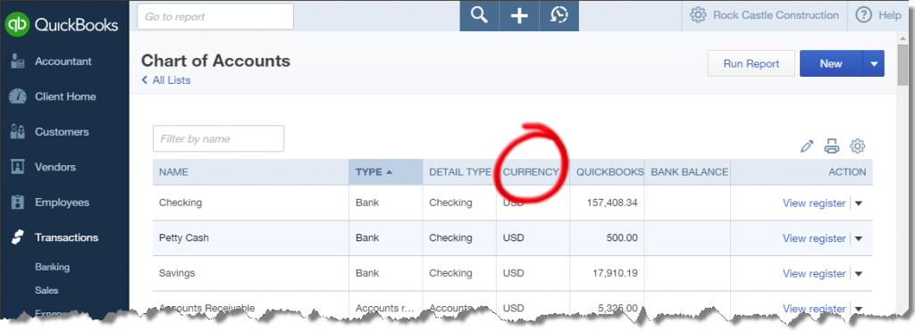choose Chart of Accounts
