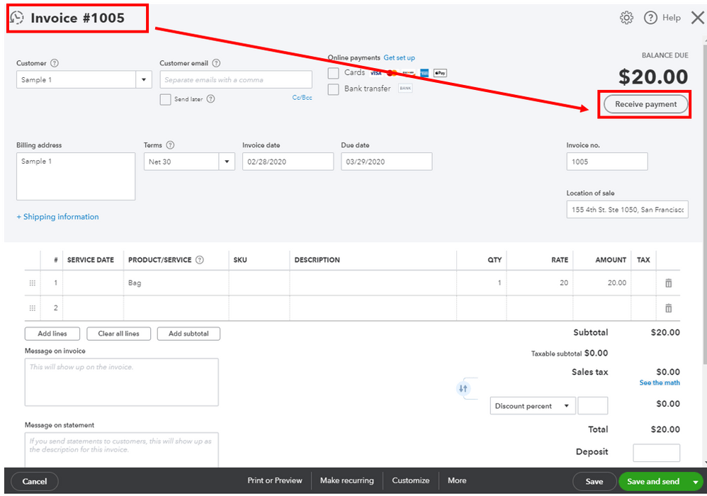 Unapplied cash payment income in QuickBooks