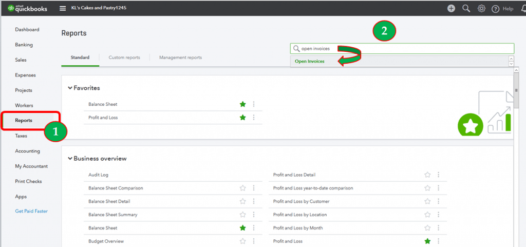 Unapplied cash payment income in QuickBooks open report