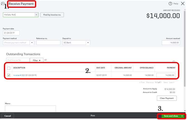 Unapplied cash payment income in QuickBooks receive payment